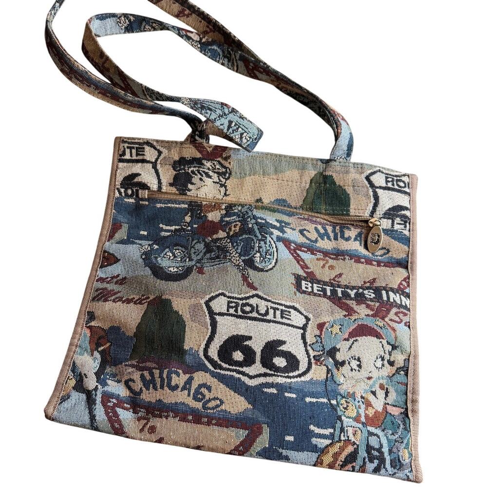 Vintage Betty Boop Tapestry Tote Bag | Route 66 Americana Y2K Kitsch